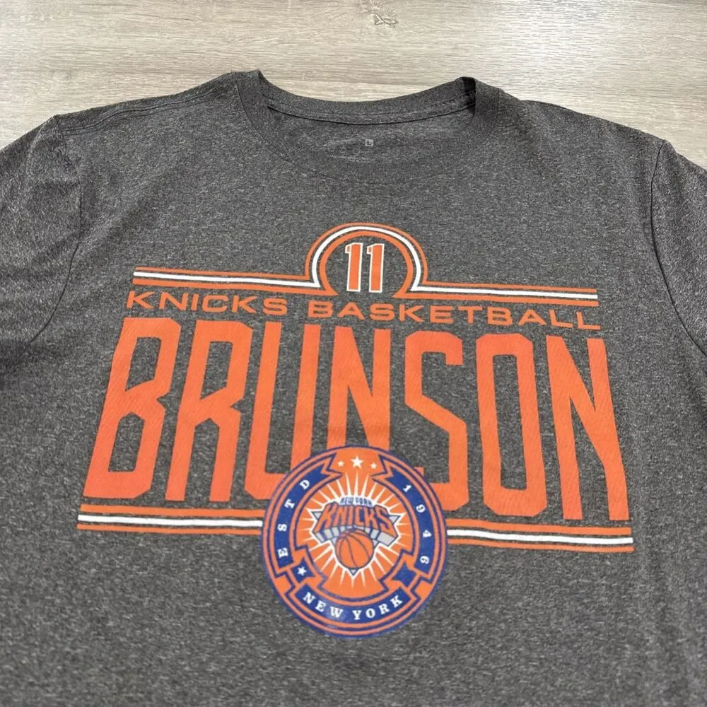 Jalen Brunson Shirt New York Knicks NBA Basketball Men’s Gray Large Polyester
